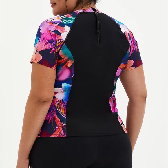 Torrid Swim Rash Guard Shirt Colorful Floral - Picture 3 of 12
